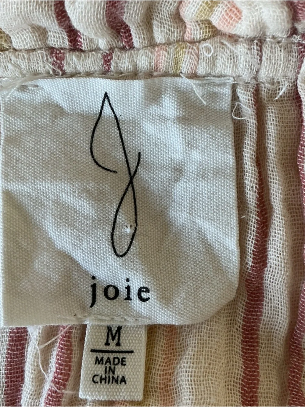 Joie Tiered Stripe Dress in Cream and Dusty Rose M Tie Back - Picture 4 of 11